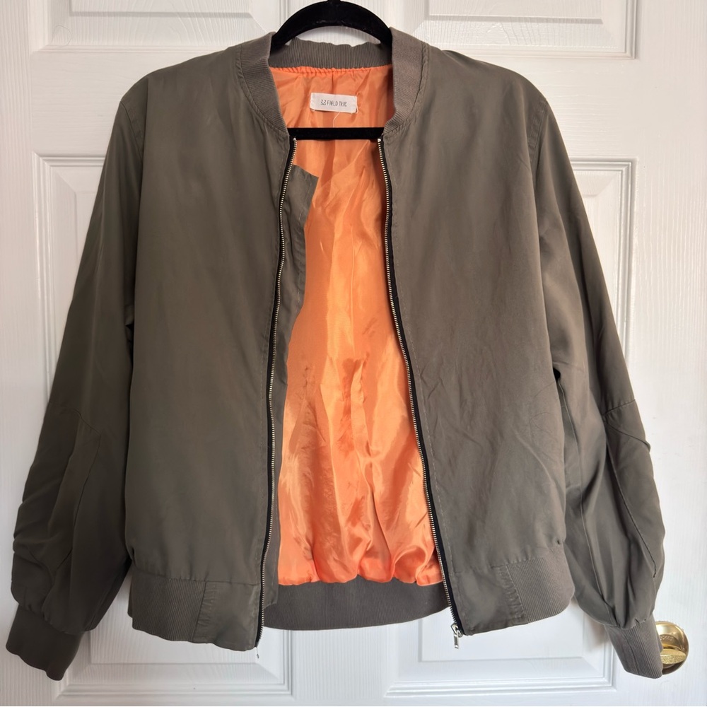 Green Zip-Up Bomber Jacket size small